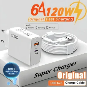 120W USB Fast Charger With Type C Cable
